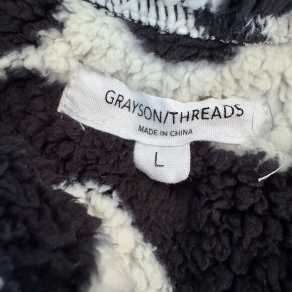 White and Black Swirl Sherpa Pullover Fleece - Picture 7 of 10